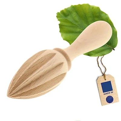 Afbeelding van Hofmeister® citroenpers van hout, 15 cm, eenvoudig uitpersen citroenen en sinaasappels, sappers voor citrusvruchten, stabiele sapcentrifuge, beukenhout