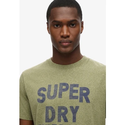Afbeelding van Superdry Label WORK Tshirt print, Heren, Maat: Small, Hushed olive grit