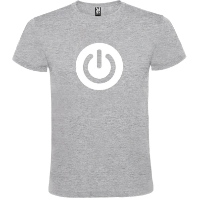 Afbeelding van Grijs T shirt ‘Power Button’ Wit Maat 4XL