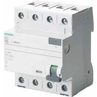 Afbeelding van Siemens sentron Aardlekschakelaar type F 63A 3+neutraal 30mA 400V 4 modules