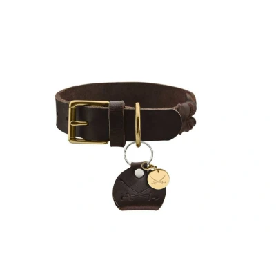 Afbeelding van HUNTER Sansibar Solid Hondenhalsband, leer, duurzaam, gripvast, gevlochten, 45 (S M), donkerbruin