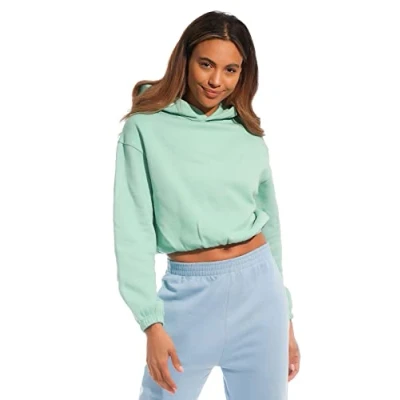 Afbeelding van Light &amp; Shade LSLSWT021 Dames Cropped Hooded Top, Mint, Large