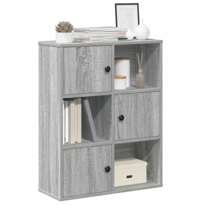 Afbeelding van Boekenkast 60x24x76,5 cm bewerkt hout grijs sonoma eikenkleurig