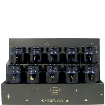 Afbeelding van My Flame Sojakaarsen Merry X Mas Zwart in luxe giftbox Geur: Winter Glow
