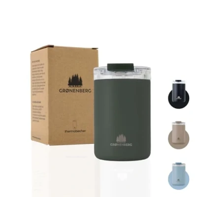 Afbeelding van Thermosbeker 350 of 470 ml, koffiebeker voor onderweg, 100% lekvrij, houdt minstens 4 uur warm Coffee to go beker gemaakt van gerecycled roestvrij staal (Forest, ml)