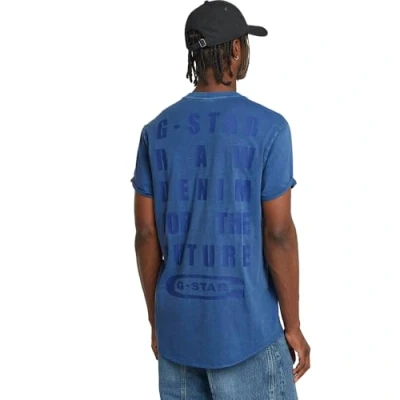 Afbeelding van G star Text Back Gr Overdyed Lash T shirt Met Korte Mouwen Blauw XL Man