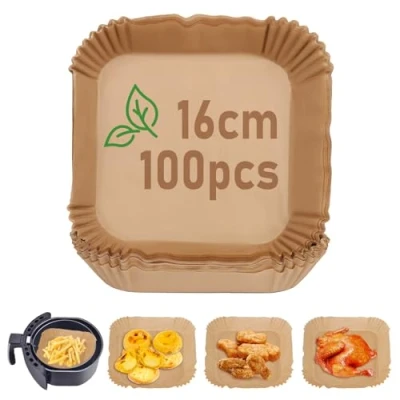 Afbeelding van JOPHEK Bakpapier voor heteluchtfriteuse, 100 stuks, 16 cm, airfryer bakpapier, accessoires heteluchtfriteuse (16 cm)