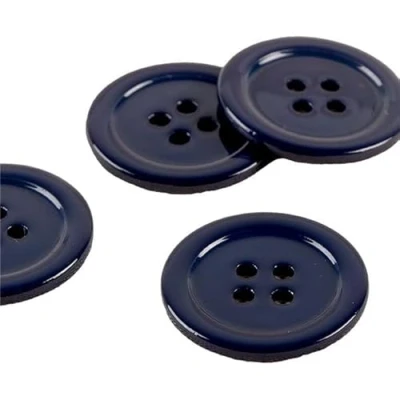 Afbeelding van MYMERCERIE Knoppen, 100% parelmoer, rond, marineblauw grootte 25 mm, 6 stuks