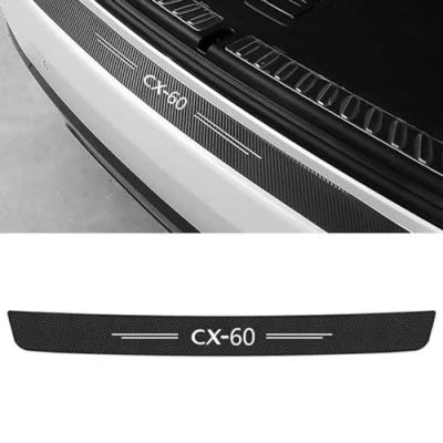 Afbeelding van Achterhoede Bumperbeschermer voor Mazda CX60 CX 60,Bumperbescherming van koolstofvezel,Achterbumperbeschermer de Achterste Kofferbakkuip,Black