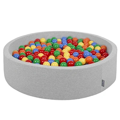 Afbeelding van KiddyMoon Schuim Ballenbak Voor Kinderen Met Ballen Ø 7 Cm Gemaakt In EU, Lichtgrijs:Geel Groen Blauw Rood Oranje,120X30cm/300