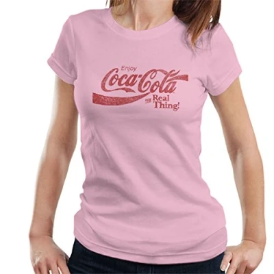 Afbeelding van Coca Cola The Real Thing T shirt voor dames, Lichtroze, M