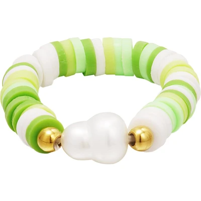 Afbeelding van Colourful pearls Ring #summergirls collection Yehwang One size Groen/Goud