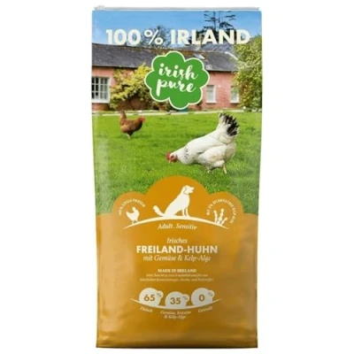 Afbeelding van Irish Pure Droogvoer voor volwassenen, 12 kg, kip met kelp algen en groenten, hoog vleesgehalte, graanvrij, gevoelig, hondenvoer alle rassen