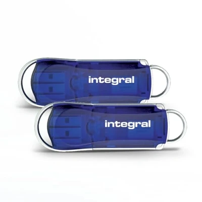 Afbeelding van Integral 2 Pack 128GB USB Memory 2.0 Flash Drives Courier Blauw