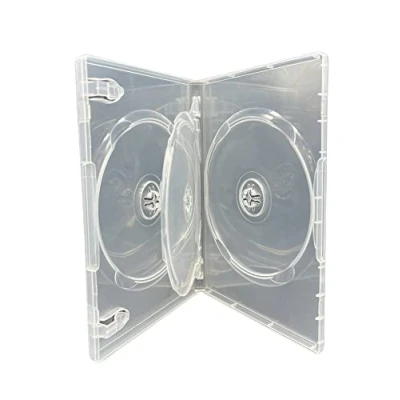 Afbeelding van 5 x 3 Disc CD DVD Blu Ray Clear Cases voor Holding Discs. 14 mm ruggengraat gevallen met buitenhoes inlay artwork. Vervangende hoesjes hetzelfde gebruikt door grote filmstudio&#039;s.