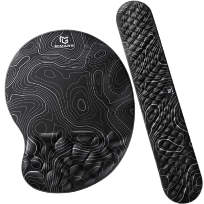 Afbeelding van Gimas Upgrade ergonomische ultra zachte schuim muismat polssteunset, glad en vergroot [30% grotere bewegingsruimte], toetsenbordpolssteun voor computer, laptop, Mac, gaming, kantoor