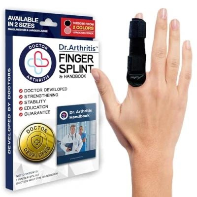 Afbeelding van Medische vingerspalk met gids, voor triggerfinger, artritis &amp; RSI vingerbrace wijs /midden /ring vinger pink (Zwart, L/XL, Enkel)