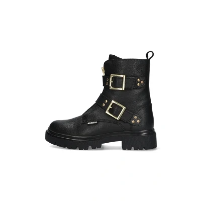 Afbeelding van Braqeez 425783 589 Meisjes Biker Boots Zwart Leer Gesp Met Rits