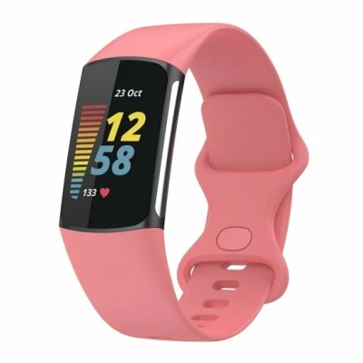 Afbeelding van FitBit Charge 5 &amp; 6 Sportbandje met dubbele lus Roze Maat: L