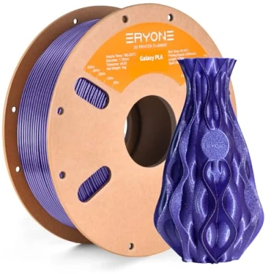 Afbeelding van ERYONE Glitter PLA Filament voor 3D printer, 1,75 mm +/ 0,03 mm, 1 kg (2,2 lbs)/spoel, sprankelend paars