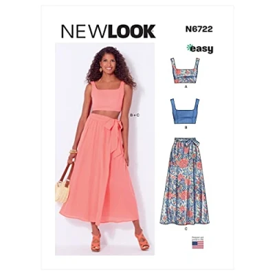 Afbeelding van New Look UN6722A Misses&#039; Bra Tops en Wrap Rok A (6 8 10 12 14 16 18)