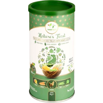 Afbeelding van Pawfect Freeze Dried hondensnack Kip en Asian Green 50 gr.