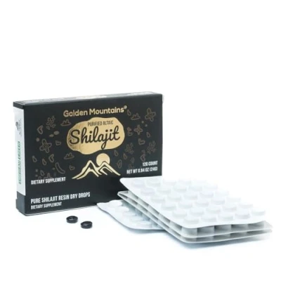 Afbeelding van Premium Pure Shilajit Drops van Siberian Green Altai &quot;Golden Mountains&quot; 120 Count (200 mg) Voedingssupplement Fulvinezuur