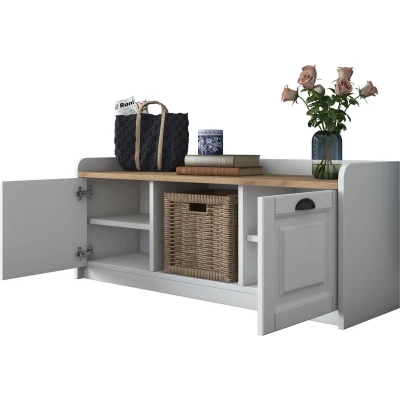 Afbeelding van Wren Schoenenkast 120cm 100% Melamine Wit Notenhout