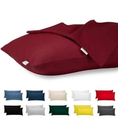 Afbeelding van Flowen Set van 2 Kussensloop 30x50 100% Katoen Satin Premium Super Zachte Kussenslopen Resistent en Hypoallergeen Anti Mijt Kussenbeschermer Decoratief met Verborgen rits Wasbaar