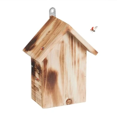 Afbeelding van Relaxdays lieveheersbeestjes hotel insectenhotel om op te hangen gevlamd dennenhout