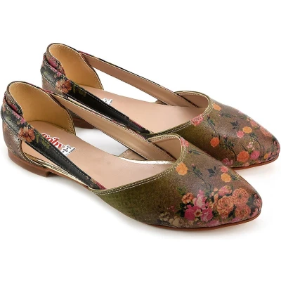 Afbeelding van GOBY Boeket Schilderij Ballerinas Flats Hoge kwaliteit Handmade Meisjesprint Maat 37