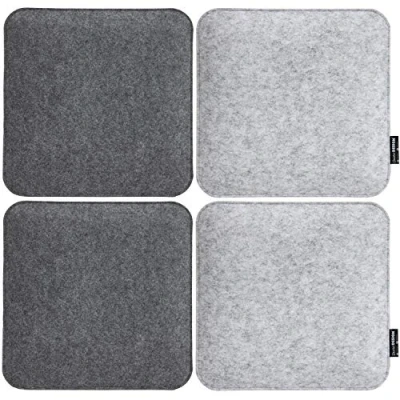 Afbeelding van DuneDesign 4 vilten zitkussen vierkant 35x35x3cm stoelkussen stoelpad zacht 2 kleurig grijs