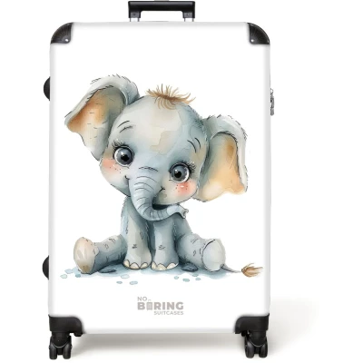 Afbeelding van NoBoringSuitcases.com® Koffer groot Reiskoffer lichtgewicht Baby olifant Rolkoffer met 4 wielen Grote trolley XL 98 liter bagage