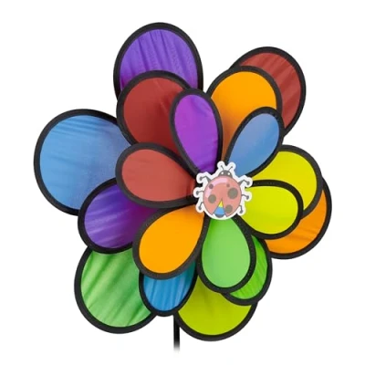 Afbeelding van Relaxdays windspinner bloem windmolen gekleurd tuinsteker tuindecoratie windspel