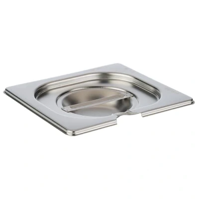 Afbeelding van APS 81692 GN 1/6 deksel met lepeluitsparing, roestvrij staal, afmetingen 160 x 175 mm/hoogte 30 mm