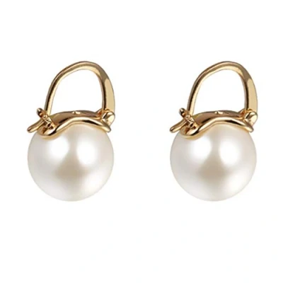 Afbeelding van YAXUN Pareloorbellen dames oorbellen goud vergulde 15 mm ronde grote parels druppels hangende sieraden geschenken voor vrouwen meisjes, Parel, Parel