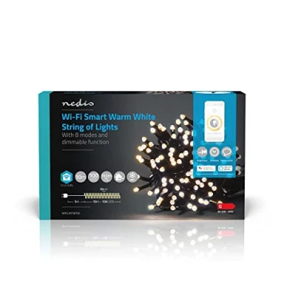 Afbeelding van Nedis SmartLife LED kerstverlichting warm wit 10m met 100 lampjes WIFILX01W100