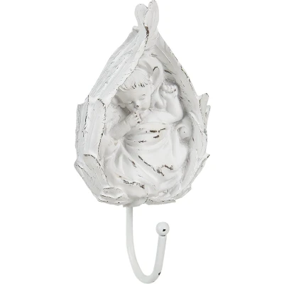 Afbeelding van Clayre &amp; Eef Witte Wandhaak 8*5*17 cm 6PR3518