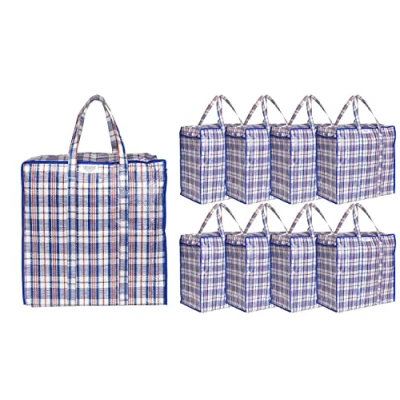 Afbeelding van Josephine Osthoff Robuuste opbergtas tot 20 kg, waterafstotend en duurzaam voor verhuizing, boodschappentas met ritssluiting, waszak kleding, dekens kussens, kleur: blauw, 9 stuks
