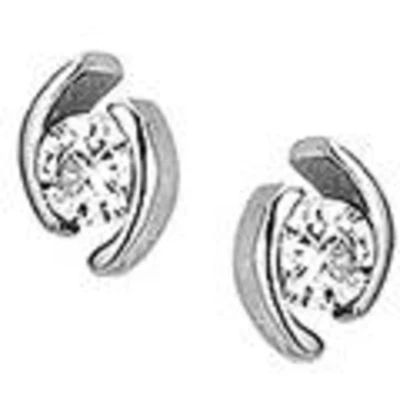 Afbeelding van Zilver Gerhodineerde Oorknoppen zirkonia 1311107 Sieraden compleet horloge Zilverkleur