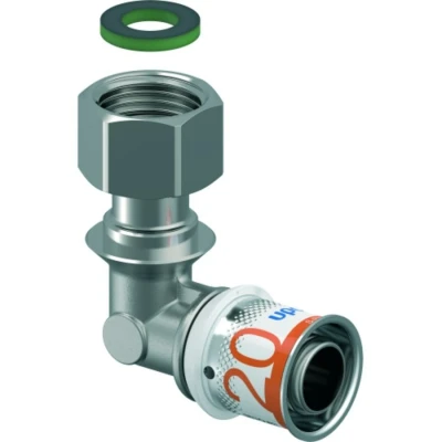 Afbeelding van Uponor S Press Plus perskoppeling wartel 1/2&quot; binnendraad x Ø20 knie. Artikelnr: 1070613
