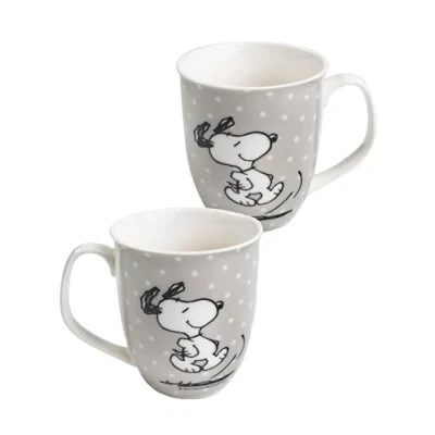 Afbeelding van United Labels The Peanuts Snoopy mok, 280 ml, grijs met stippen, koffiemok van keramiek, koffiebeker