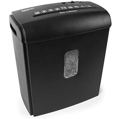 Afbeelding van Duronic PS815 Papierversnipperaar 8 A4 Vellen tegelijk 15 L Opvangbak Crosscut voor extra zekerheid 250 Watt AVG GDPR DIN P4 Automatisch start stop Kantoor en Thuisgebruik