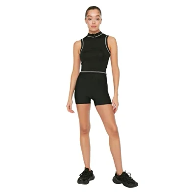 Afbeelding van Trendyol Mini Hoge taille Mager Zwarte compressiesportshorts TWOSS21SR0545