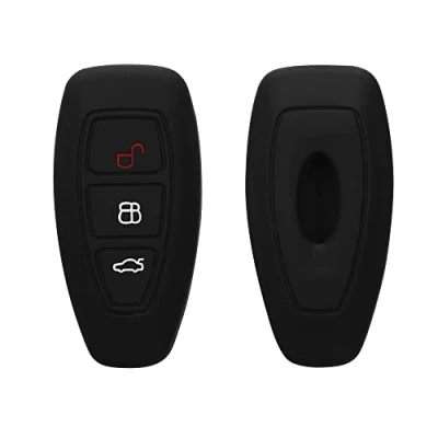 Afbeelding van kwmobile autosleutel hoesje geschikt voor Ford 3 knops Keyless Go hoes TPU behuizing Beschermende auto sleutel case Sleuteletui in zwart