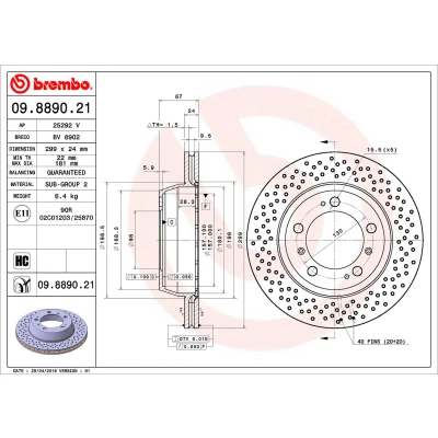 Afbeelding van Brembo Remschijf 09.8890.21