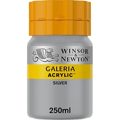Afbeelding van Winsor &amp; Newton 2137617 Galeria acrylverf, hoge pigmentatie, lichtecht en verouderingsbestendig, romige vloeiende consistentie 250ml Pot, Silver