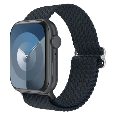 Afbeelding van Apple Watch bandje Nylon Donkergrijs Geschikt voor Series 1 t/m 9 / SE (38/40/41 mm) 10 (42