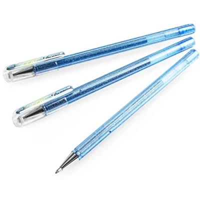 Afbeelding van Pentel K110 DMNX Hybrid Dual Metallic gelroller glittergel schrijfkleur blauw/grijs/metallic blauw &amp; zilver, lijndikte 0,5 mm, 1 stuk blauwgrijs/met. zilver
