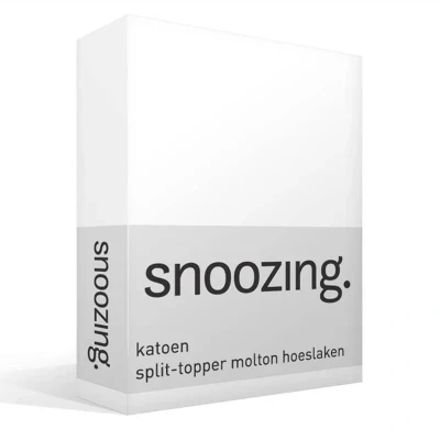 Afbeelding van Snoozing Molton Split topper Tweepersoons Hoeslaken Katoen 140x200 cm Wit